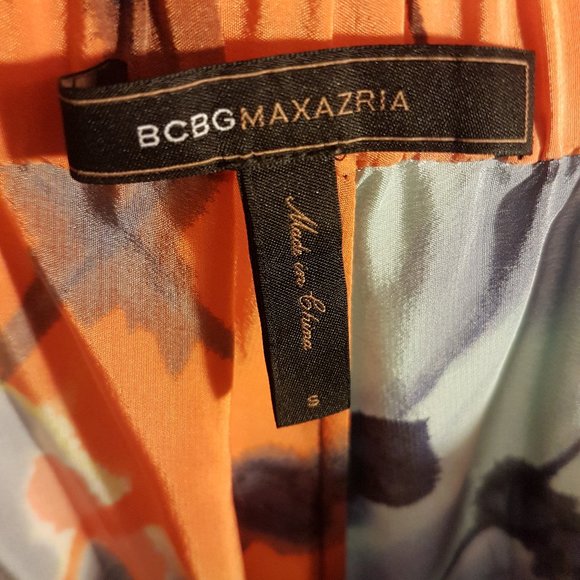 BCBGMAXAZRIA Multicolor Watercolor Print Drape Silk Mini Skirt S 4 2 0 15 in. - Picture 13 of 16